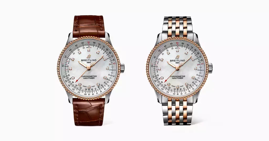 مراجعة ساعة Breitling Navitimer أوتوماتيك 35مم من الذهب الأحمر عيار 18 مرصعة بالماس للنساء